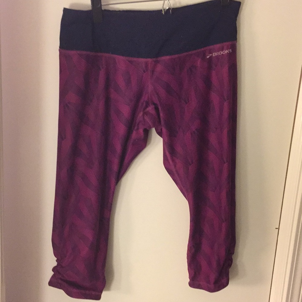 Purple and Blue Patterned Brooks Running Capri